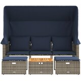  Vrtna sofa za 3 osobe s baldahinom i tabureima siva poli ratan | Eponuda.com