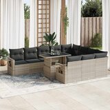 Maison Chic Seti vrtnega pohištva - Vrtna garnitura - Vrtni pohištvo set 11-delna z blazinami sv. siv poli ratan, (21817654) | Shoptok.si