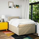 vidaXL Box spring postelja z vzmetnico krem 120x190 cm blago, (21310739) | Shoptok.si
