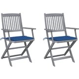 Maison Chic Zložljivi Vrtni Stoli - Stol za vrti 2 kosa z blazinami trden akacijev les JS2806, (21876333) | Shoptok.si