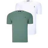 Dewberry DUAL SET T8568 V-NECK MENS T-SHIRT-WHITE-LIGHT GREEN Cijene