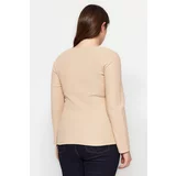 Trendyol Curve Beige Crew Neck Knitted Blouse