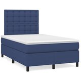 vidaXL Box spring postelja z vzmetnico LED modra 120x190 cm blago Cene