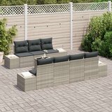  8-delni set vrtnih kavčev z blazinami svetlo sivi poli ratan, (22091166) | Shoptok.si