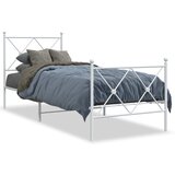 vidaXL Kovinski posteljni okvir z vzglavjem in vznožjem bel 75x190 cm, (21142841) | Shoptok.si