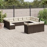 vidaXL 13-dijelni set vrtnih sofa s jastucima smeđi od poliratana Cijene