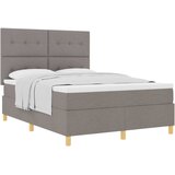  Krevet s opruga kutije Sivo-smeđa 140 x 190 cm tkanina Svjetlosiva | Shoptok.si