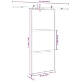  Klizna vrata s priborom 90 x 205 cm kaljeno staklo i aluminij | shoptok.hr