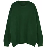 Trendyol Khaki Plus Size Men Oversize Fit Wide fit Crew Neck Basic Knitwear Sweater