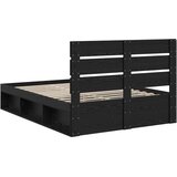  Krevetna konstrukcija Crna 150 x 200 cm Čvrsto borovo drvo | shoptok.hr