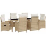 vidaXL Zunanja jedilnica z blazino 7 pcs Bež in smetanasto bela, (5000270415) | Shoptok.si