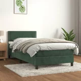 Box spring postelja z vzmetnico temno zelena 90x200 cm žamet, (20901007)
