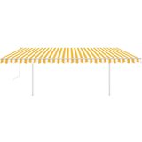 vidaXL Automatska tenda sa senzorom za vjetar LED 5x3 m žuto-bijela | shoptok.hr