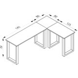 MID.YOU Kotna Pisalna Miza Lona, Barva Hrasta, Črna, 190x160cm | Shoptok.si