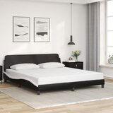 Maison Chic Posteljni okvir - Dvoposteljna postelja - Zakonska postelja z vzglavjem črn in bel 180x200 cm umetno usnje-J5903, (21774427) | Shoptok.si