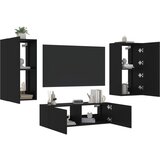 vidaXL 3 Piece TV Wall Cabinets with LED Lights Black | Shoptok.si