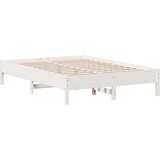 vidaXL Knjižna postelja brez vzmetnice bela 135x190 cm trdna borovina | Shoptok.si