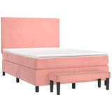  S oprugama i madracem ružičasti 140x190 cm baršunasti | shoptok.hr