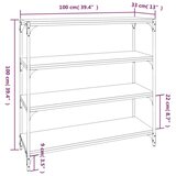 vidaXL Knjižna omara siva sonoma 100x33x100 cm inženirski les in jeklo | Shoptok.si