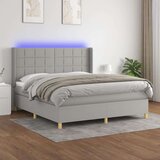  Box spring postelja z vzmetnico LED sv. siva 160x200 cm blago, (20789431) Cene
