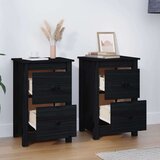  Nočna omarica 2 kosa črna 40x35x61,5 cm trdna borovina, (20734492) | Shoptok.si