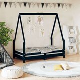  Otroški posteljni okvir črn 70x140 cm trdna borovina, (20916911) | Shoptok.si