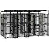 vidaXL zunanji pasji boks s streho jeklo 7,37 m² | Shoptok.si