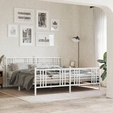 Maison Chic Kovinski Posteljni okvir - Dvoposteljna postelja - Zakonska postelja z vzglavjem in vznožjem bel 200x200 cm, (21696594) | Shoptok.si