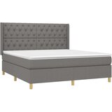  Box spring postelja z vzmetnico temno siva 160x200 cm blago, (20790411) | Shoptok.si