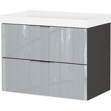 Germania Sivi zidni ormarić s umivaonikom u sjajnom dekoru 81x65 cm Vasio – Cijene
