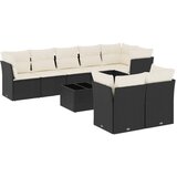 Maison Chic Seti vrtnega pohištva - Vrtna garnitura - Vrtni pohištvo set 9-delna z blazinami črn poli ratan, (21806107) | Shoptok.si