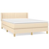 vidaXL Box spring postelja z vzmetnico krem 140x190 cm blago, (20894541) | Shoptok.si