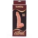 Real Extreme - dildo s vakumskim postoljem, s testisima - 23cm (prirodna boja)