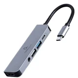 station USB adapter Type-C 5-in-1 multi-port adapter Hub + HDMI + PD + stereo audio GEMBIRD A-CM-COMBO5-02