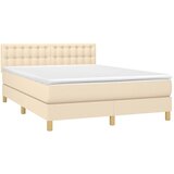  Krevet s oprugama i madracem krem 140x200 cm od tkanine | shoptok.hr