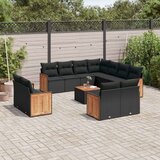  12-dijelni set vrtnih sofa od poliratana s jastucima crni | shoptok.hr