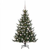  Umjetno božićno drvce s kuglicom 120 cm 150 LED lampica - Zelena 120 cm s LED-ima i ružičastim lopticama | shoptok.hr
