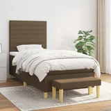vidaXL Box spring postelja z vzmetnico temno rjava 100x200 cm blago