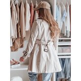 DStreet Trencz damski dwurzędowy z paskiem BELISION biały | shoptok.hr