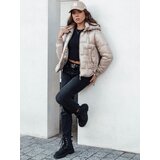 DStreet Kurtka damska FASHWARM krótka pikowana z kapturem kamelowa | Shoptok.si