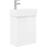 vidaXL Kopalniška omarica s tapo Bela visok sijaj 45,5 x 25,5 x 84 cm, (5000246174) | Shoptok.si