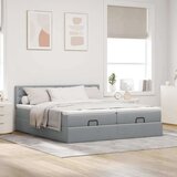 vidaXL Otomanski posteljni okvir z vzmetnicami siv 160x200 cm blago | Shoptok.si