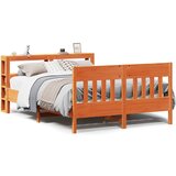 Maison Chic Posteljni okvir - Dvoposteljna postelja - Zakonska postelja brez vzmetnice voščeno rjav 135x190 cm borovina-J13331, (21763479) | Shoptok.si