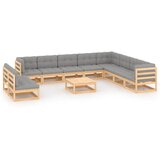 The Living Store Vrtna sedežna garnitura 11-delna z blazinami trdna borovina - Vrtna Sedežna Garnitura, (21476180) | Shoptok.si