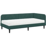 vidaXL Kotna postelja z vzmetnico Temno zelena 90 x 200 cm Žamet, (5000106559) | Shoptok.si