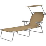 vidaXL Zložljiv ležalnik s streho jeklo taupe, (20662496) | Shoptok.si