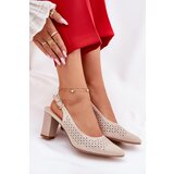 Sergio Leone Cutout Sandals With Pointed Toes On A Heel Beige SK163 | Shoptok.si