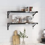 The Living Store Stenske police 2 kosa 75x23,5x3 cm črna nerjaveče jeklo - Stenska Polica, (21457600) | Shoptok.si