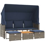  Vrtna sofa za 3 osobe s baldahinom i tabureima siva poli ratan | shoptok.hr