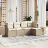 Maison Chic Seti vrtnega pohištva - Vrtna garnitura - Vrtni pohištvo set 5-delna z blazinami bež poli ratan, (21821092) | Shoptok.si